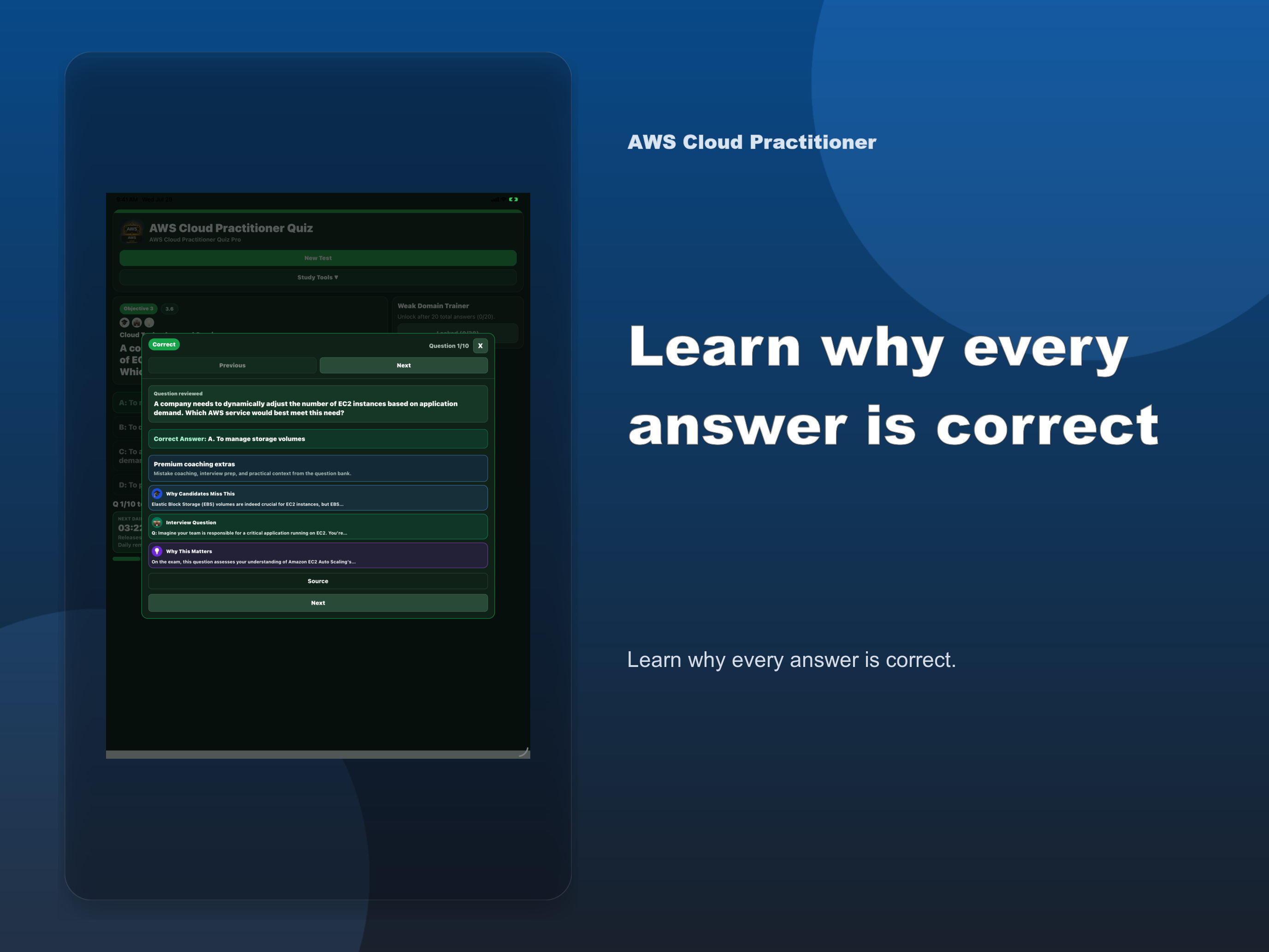 AWS Cloud Practitioner Quiz screenshot 10