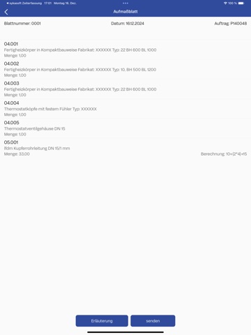 sykasoft Aufmaß iPad screenshot