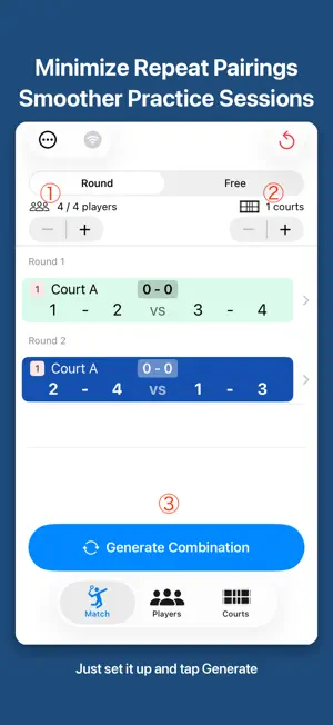PairGen - Badminton Doubles screenshot 1
