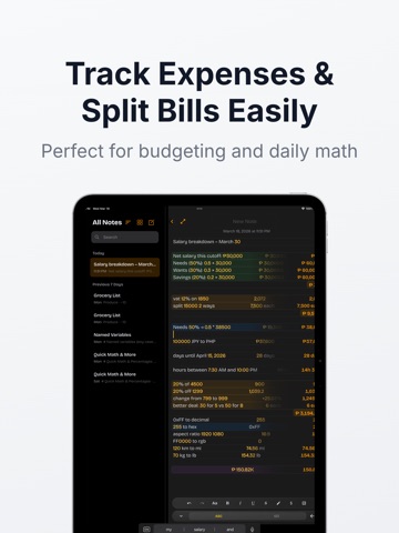NoteCalc - Notepad Calculator iPad screenshot