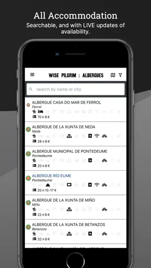 Captura de pantalla de Wise Pilgrim Camino Inglés en iPhone 6