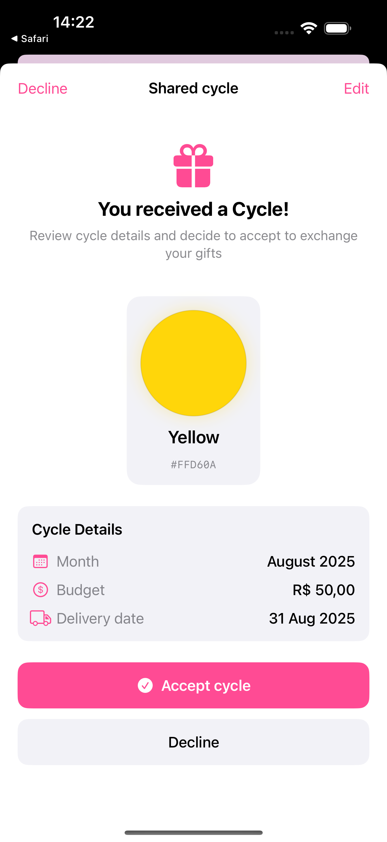Valentine's Color Gift App