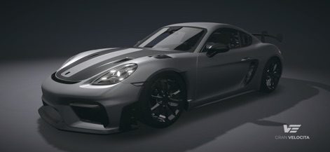 Gran Velocita - Real Driving - Die detaillierte Darstellung eines Sportwagens in Studioqualität demonstriert die hochauflösenden Texturen des Fahrzeugs und die akkurate Modellierung der Karosserielinien.