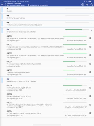 sykasoft Aufmaß iPad screenshot