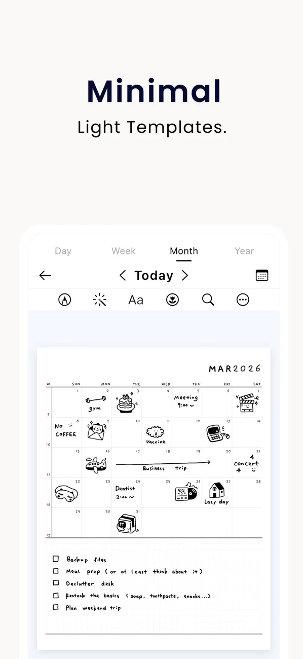 Screenshot #1 pour Mino: Minimal Bullet Journal