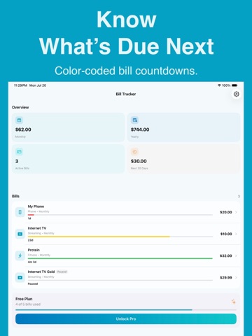 Bill Tracker: Subscription iPad screenshot