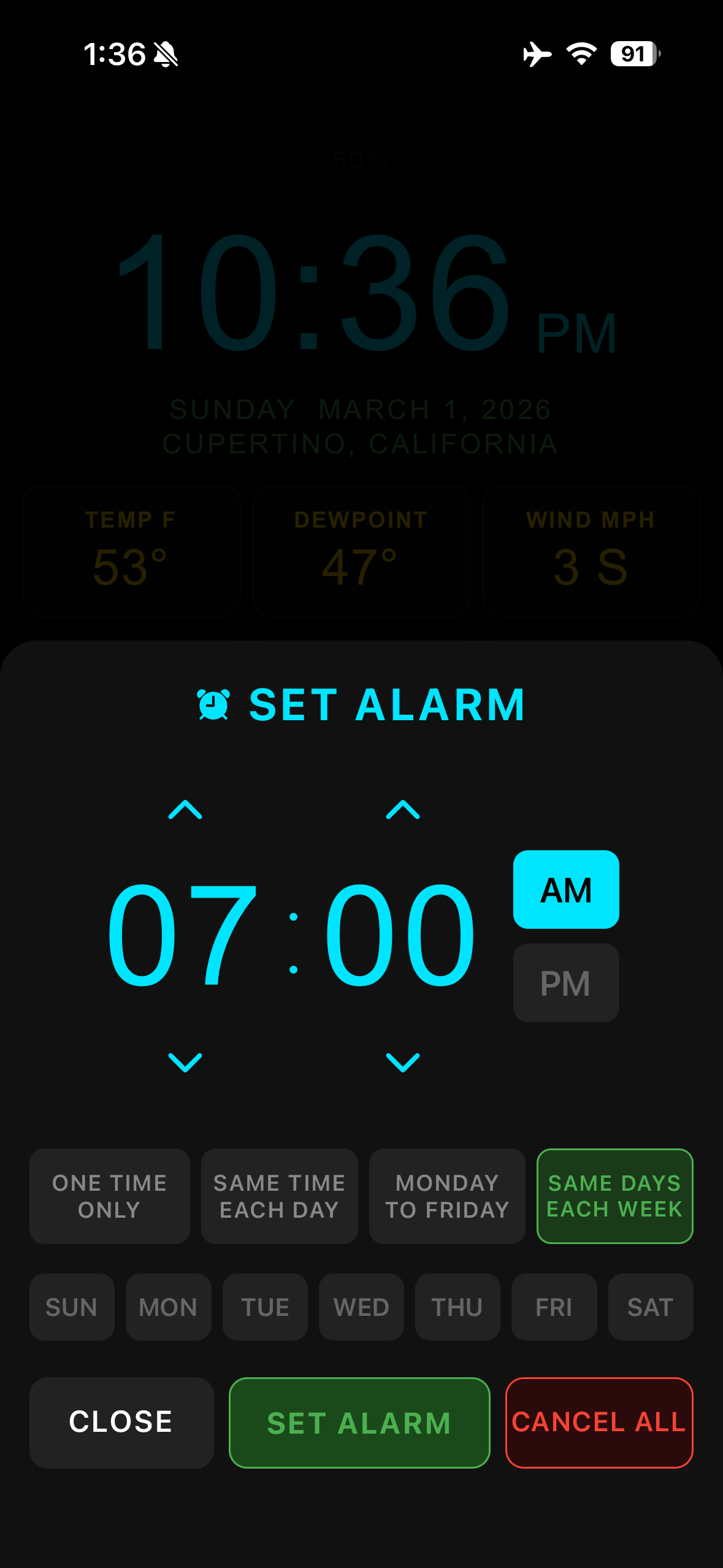 Alarm Clock and Weather