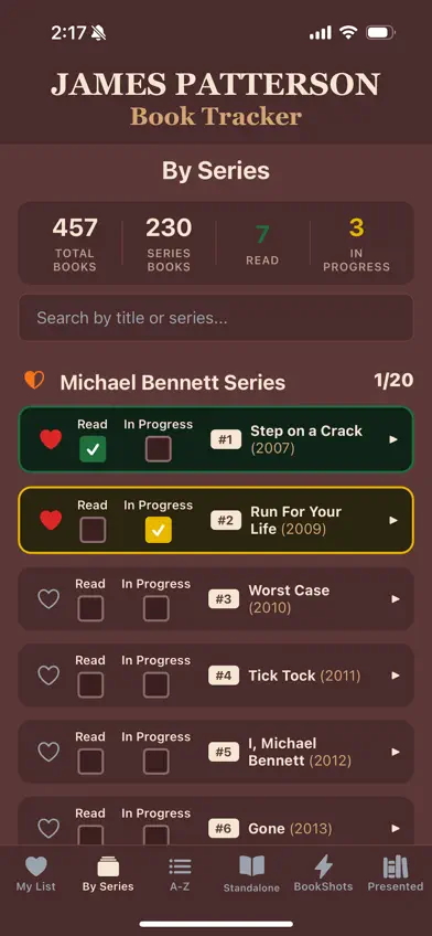 James Patterson Book Tracker screenshot 2