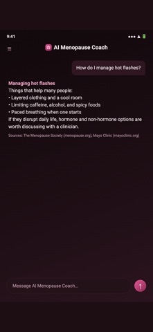 AI Menopause Coach Screenshot 2 of 3