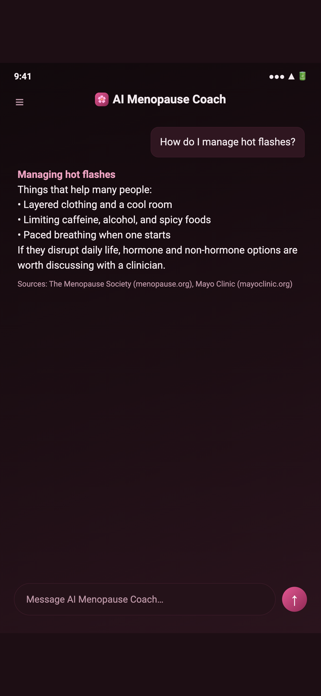 AI Menopause Coach Screenshot 2 of 3