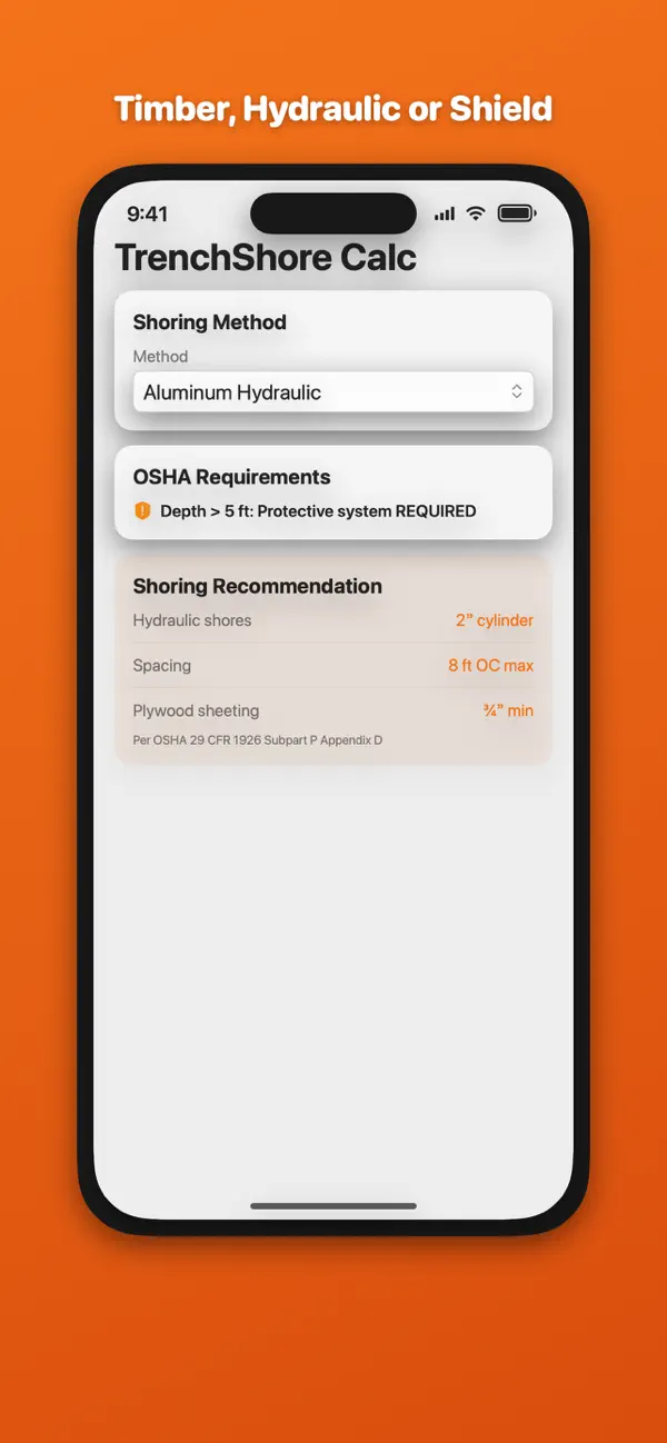 Screenshot #3 pour Trench Shoring Calculator