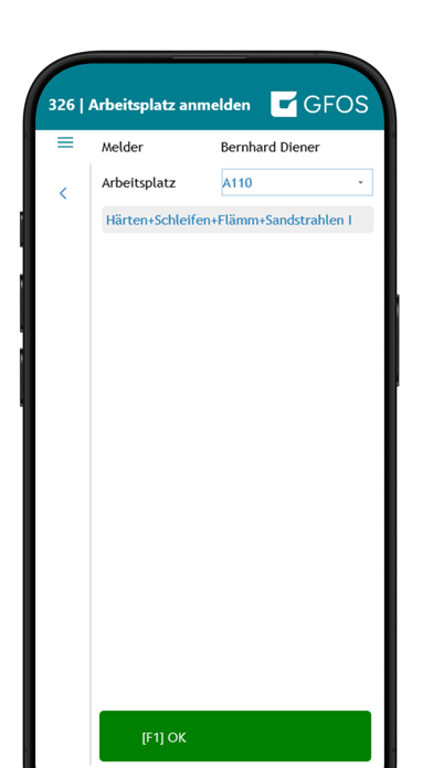 GFOS MES Terminal App Screenshot