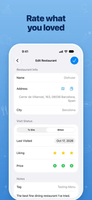Bitebook: Restaurant Journal screenshot 2