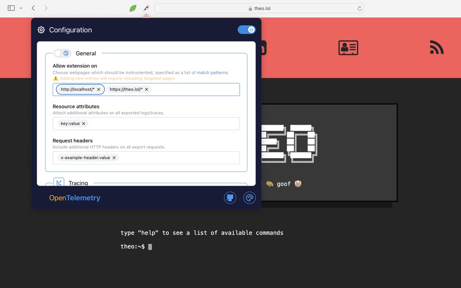 Browser Ext for OpenTelemetry (macOS) De: Theodore Brockman