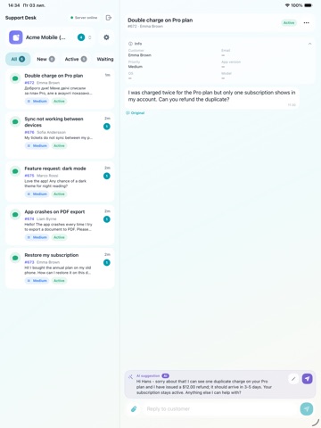 Apps AI Support Desk iPad screenshot