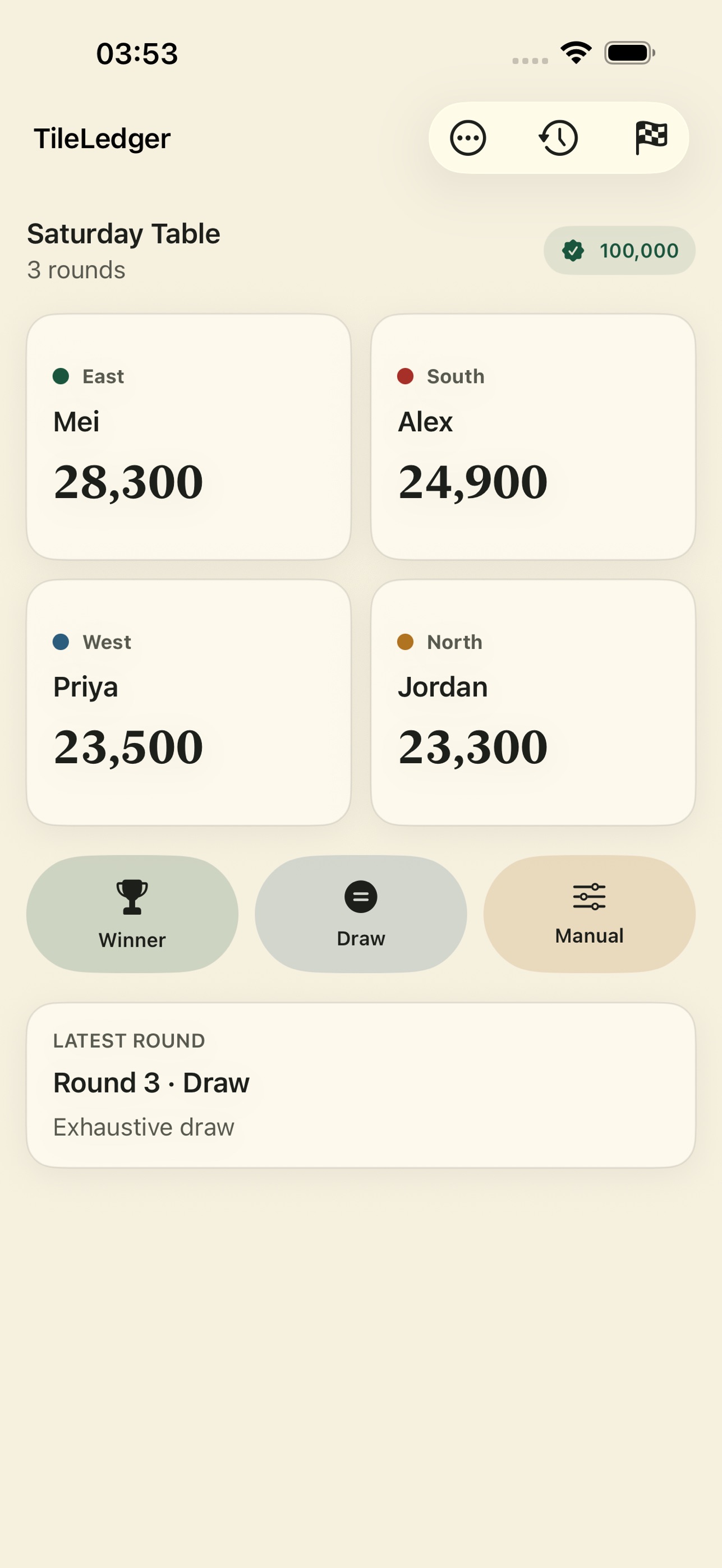 Screenshot 1 of TileLedger Mahjong Score