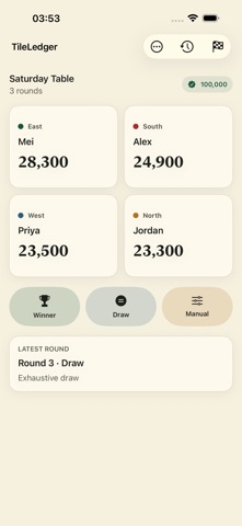 TileLedger Mahjong Score screenshot 1