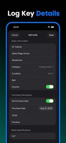 Scales: Knife Tracker iPhone screenshot