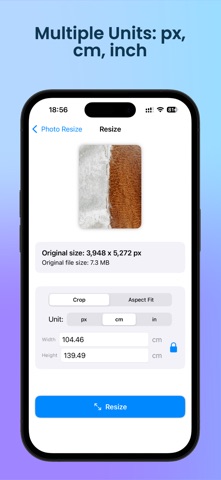 Photo Resize App iPhone screenshot