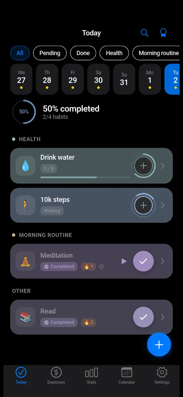 Screenshot #1 pour RAYE - Habit Tracker