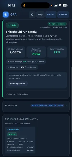 Generator Power Advisor screenshot 3