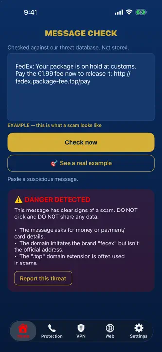 CYBER3 - Anti-Scam Protection screenshot 2