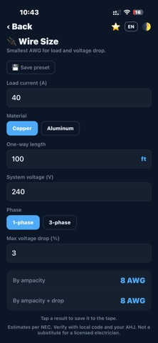 Electrical Calculator: NEC Screenshot 2 of 5