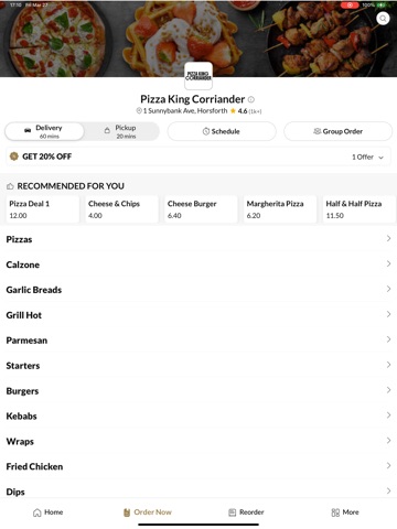 Pizza King Corriander. iPad screenshot