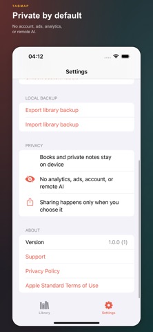 Reading Journal: TabMap iPhone screenshot