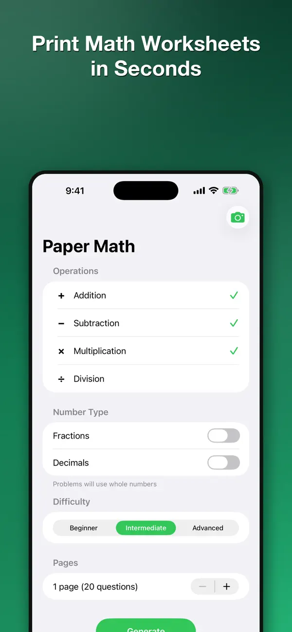 Screenshot #1 pour Paper Math: Print Worksheets