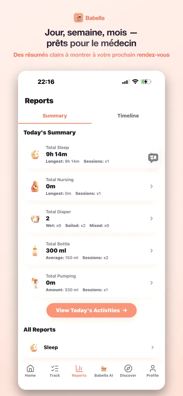 Screenshot #3 pour Babella: Suivi Bébé & Sommeil
