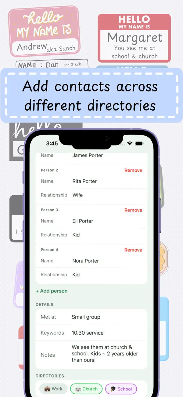 Screenshot #2 pour People Keeper - Remember Names