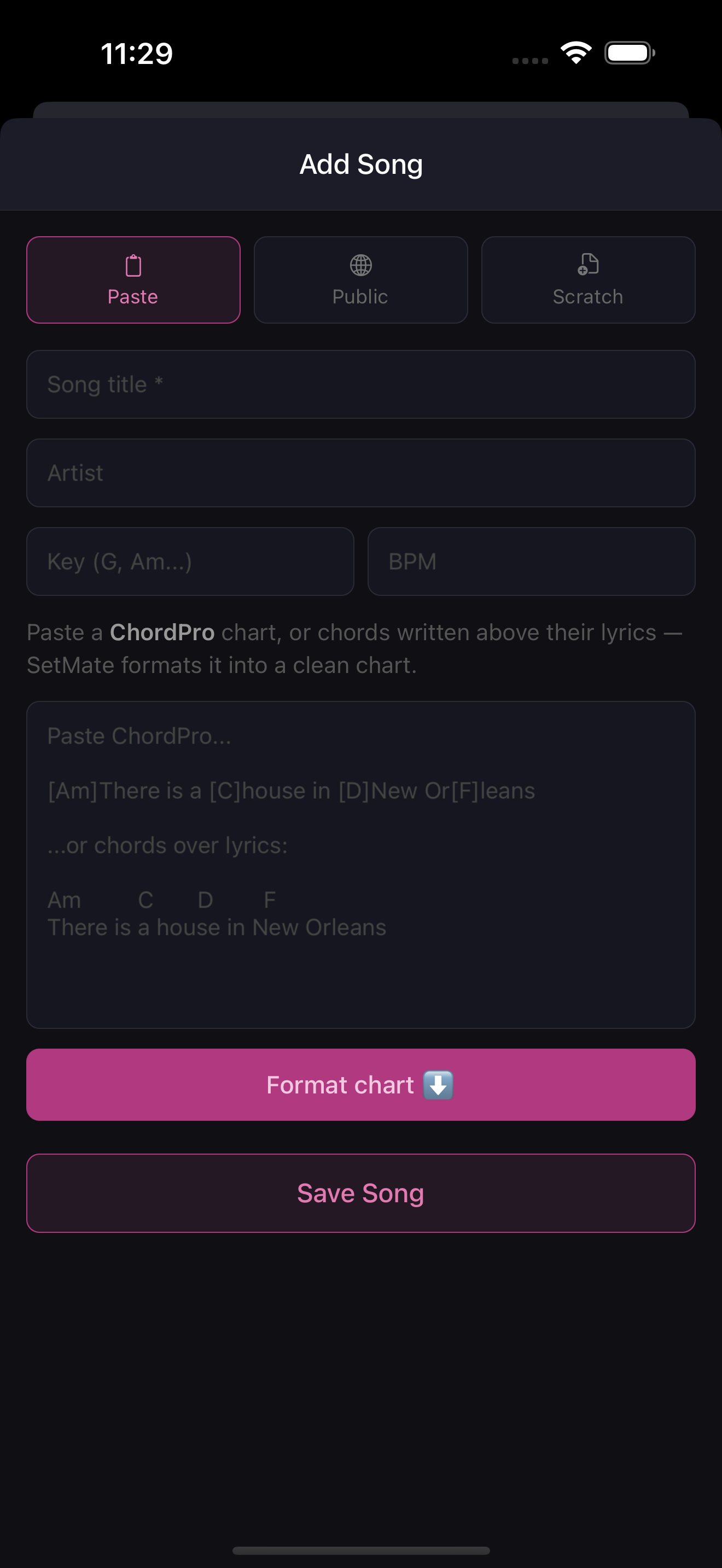 SetMate: Gig Sheets