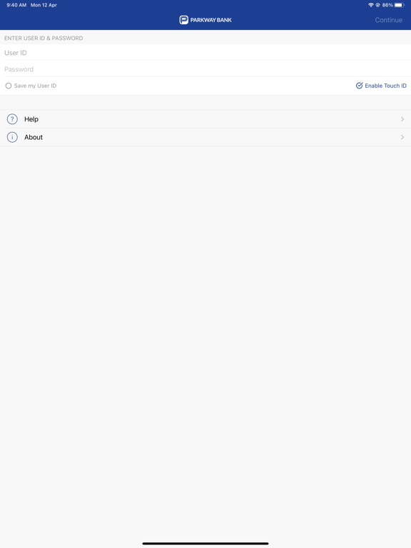 Parkway Bank Mobile iPad screenshot 3 - Finance app