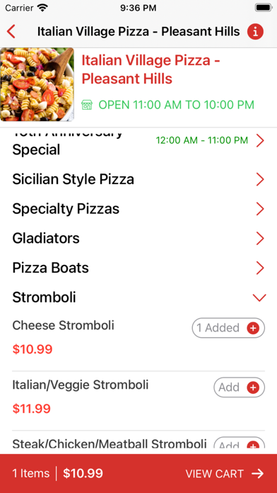 Italian Village Pizza. Screenshot