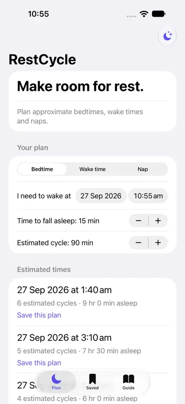 RestCycleCalculator screenshot 2 of 3