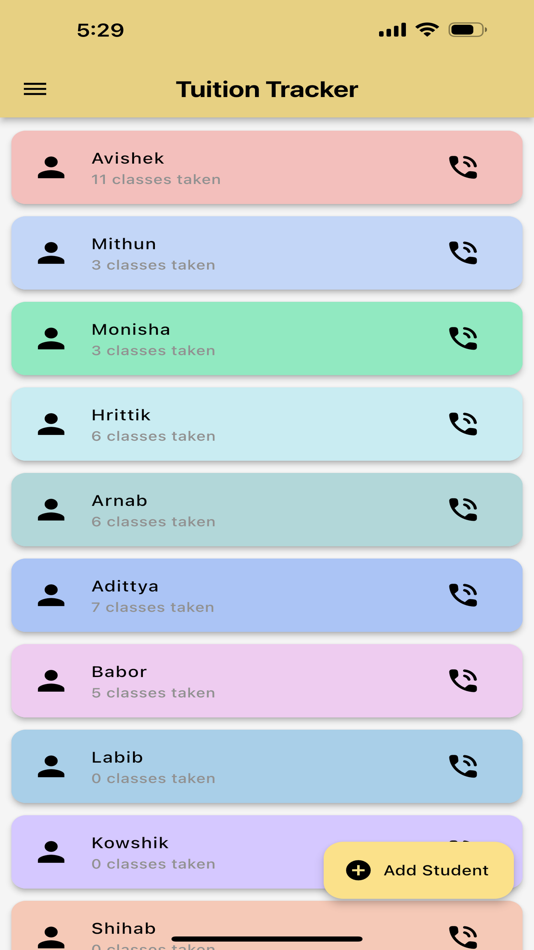 #1. Tuition Tracker - ClassLog App (iOS) 来自: Avishek Das