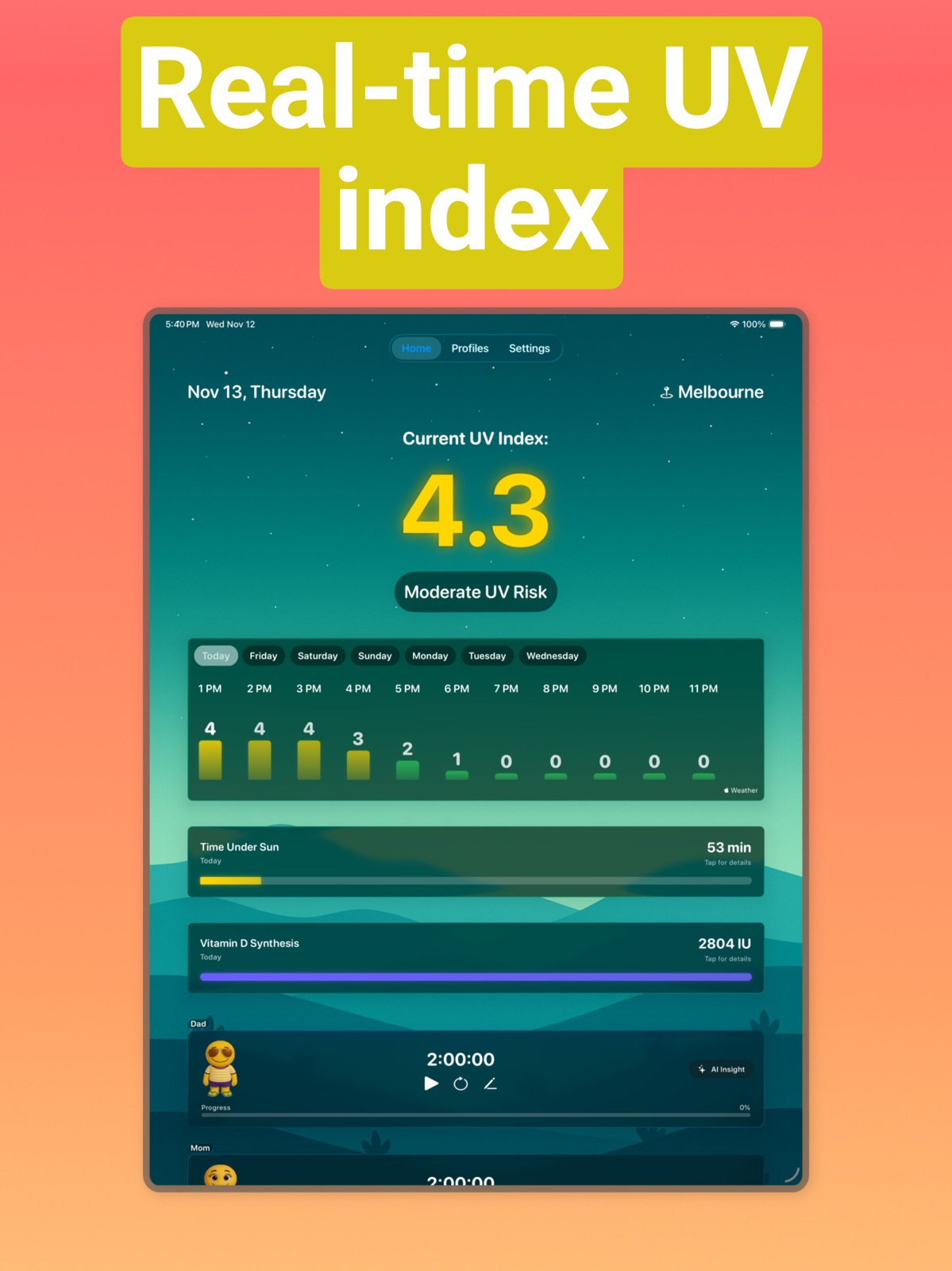 UV Index & Sun Timer ipad screenshot 1