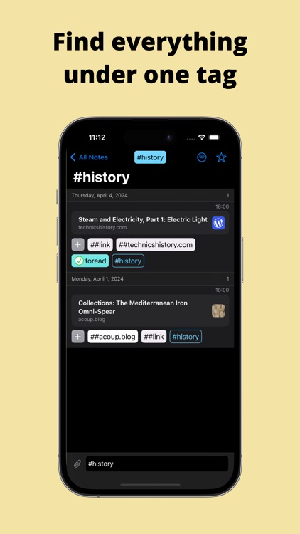 HashTagNotes: message yourself