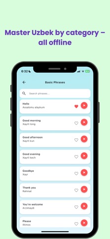 Uzbek Phrasebook for Travel iPhone screenshot