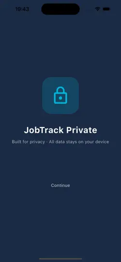 Captura de pantalla de JobTrack Private en iPhone 1