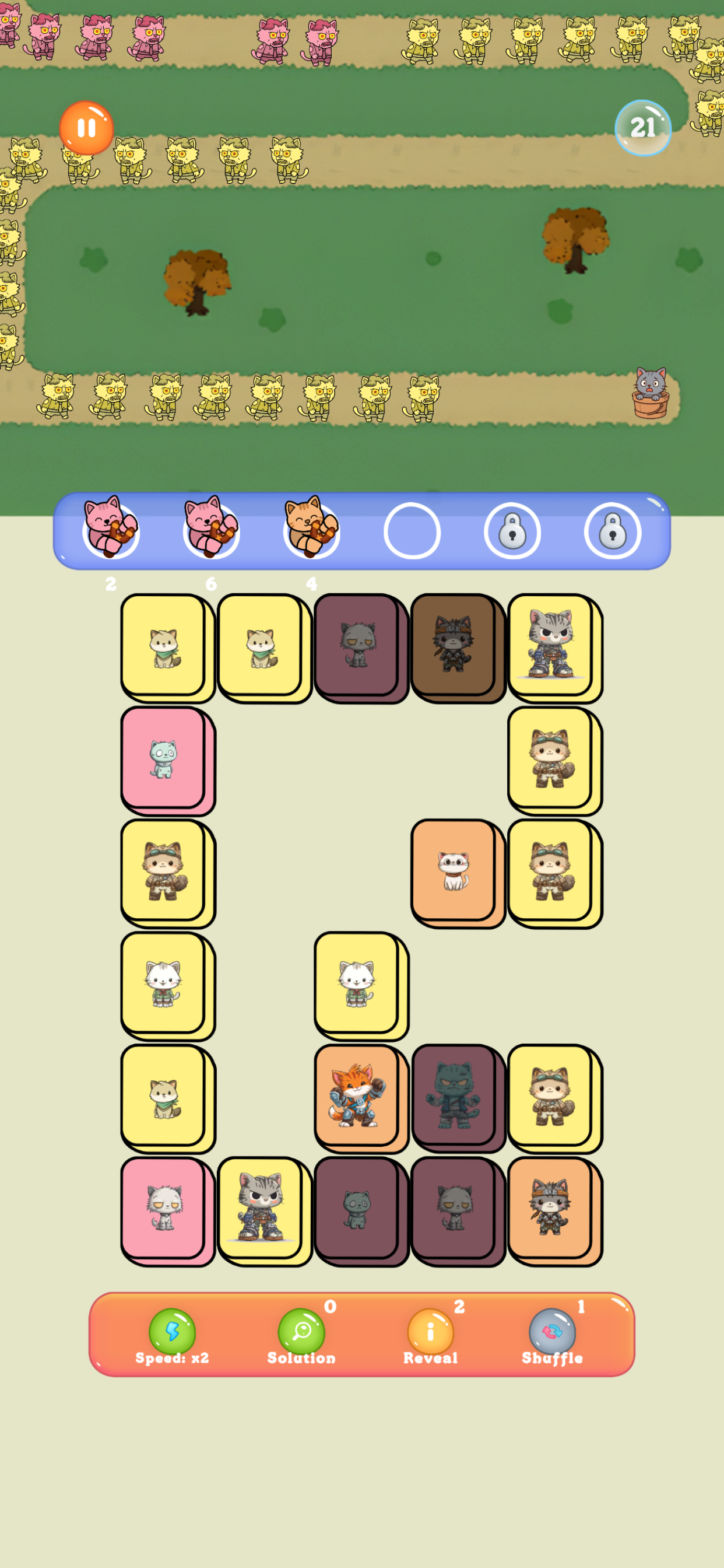 Cat Mahjong Tile Match Defense