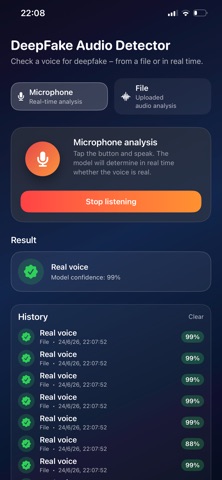 DeepFake Audio Detector iPhone screenshot