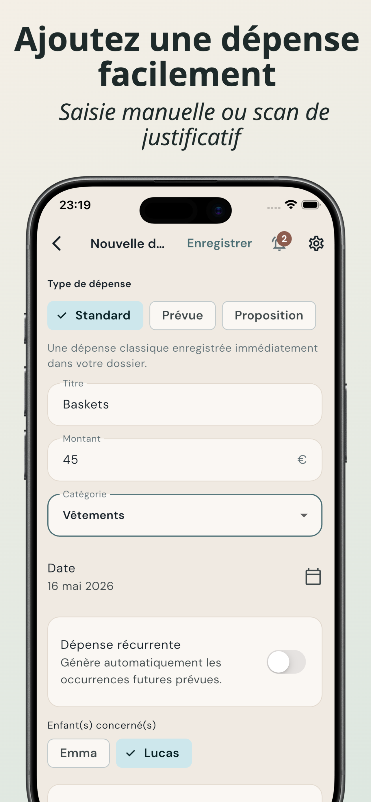 Each - Dépenses enfants