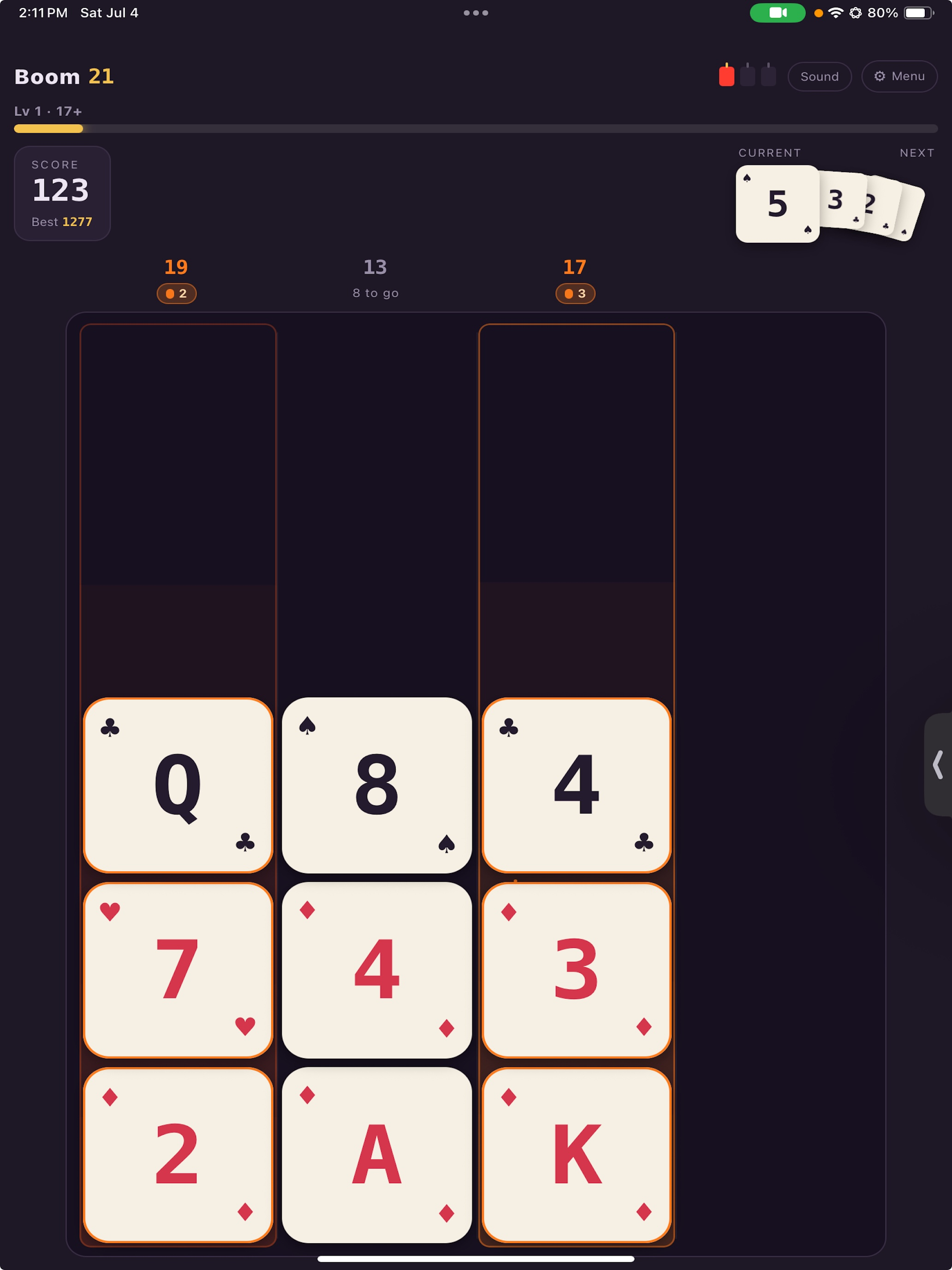 Boom 21 - Card Puzzle screenshot 6