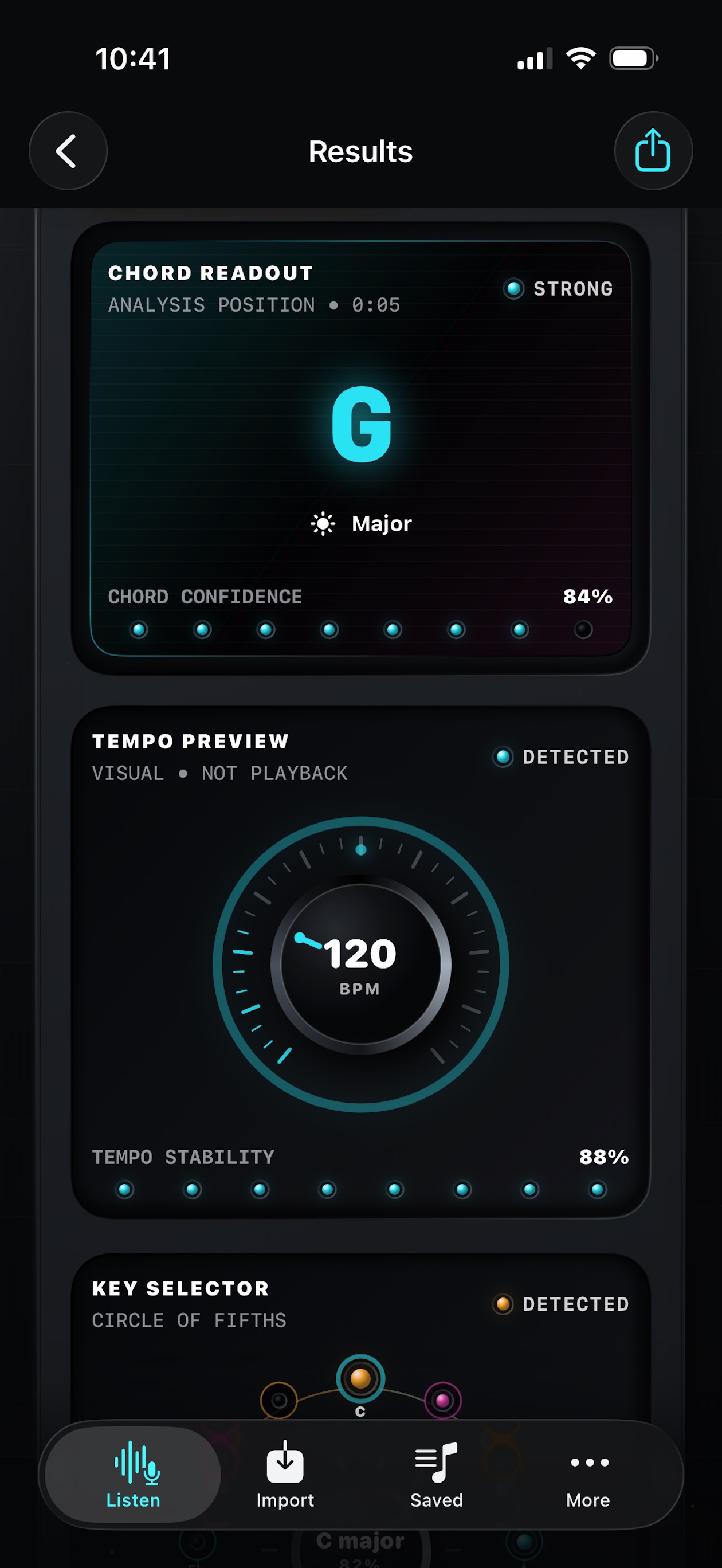 Screenshot 1 of ChordLuma: Chords, Key & BPM
