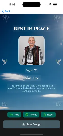 Funeral Poster Maker iPhone Screenshot 1
