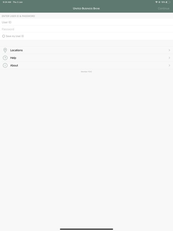 United Business Bank Mobile iPad screenshot 1 - Finance app