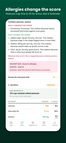 Score My Food: Grocery Scanner iPhone screenshot