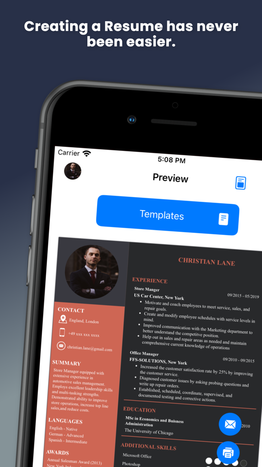 #1. Simple CV: CV Maker App (iOS) 由: Nadim Radjab